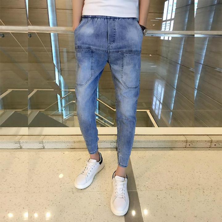 Quần jeans ống túm nhiều túi Mã: ND1619 - XANH NHẠT
