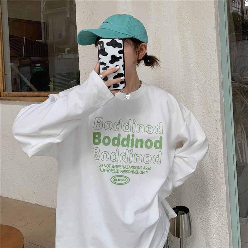 Áo thun dài tay ️ Boddinod ️ phông Unisex nam nữ tee oversize form rộng pull Ulzzang Streetwear thu đông vải mềm