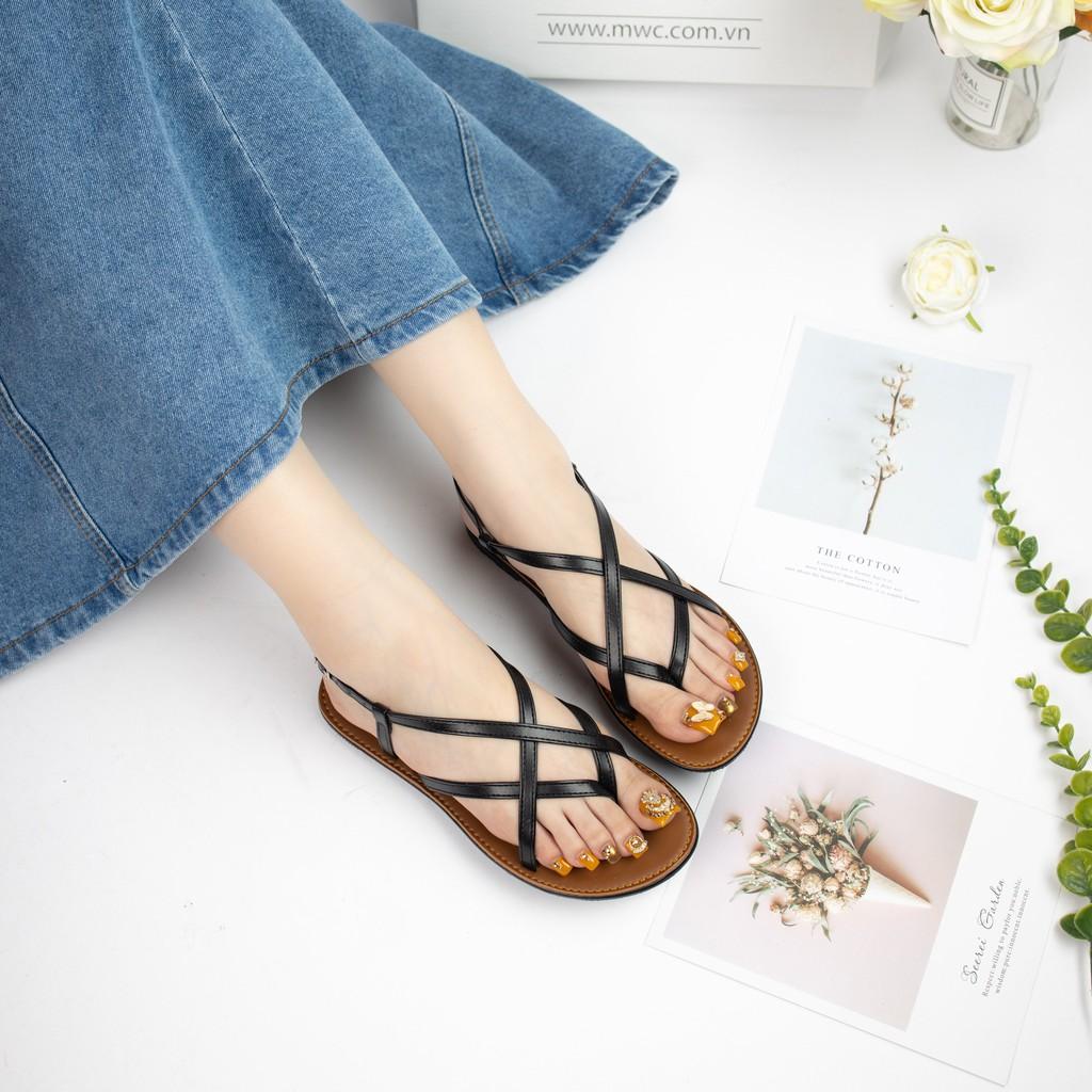 Giày sandal nữ xỏ ngón phối dây đan MWC NUSD- 2774