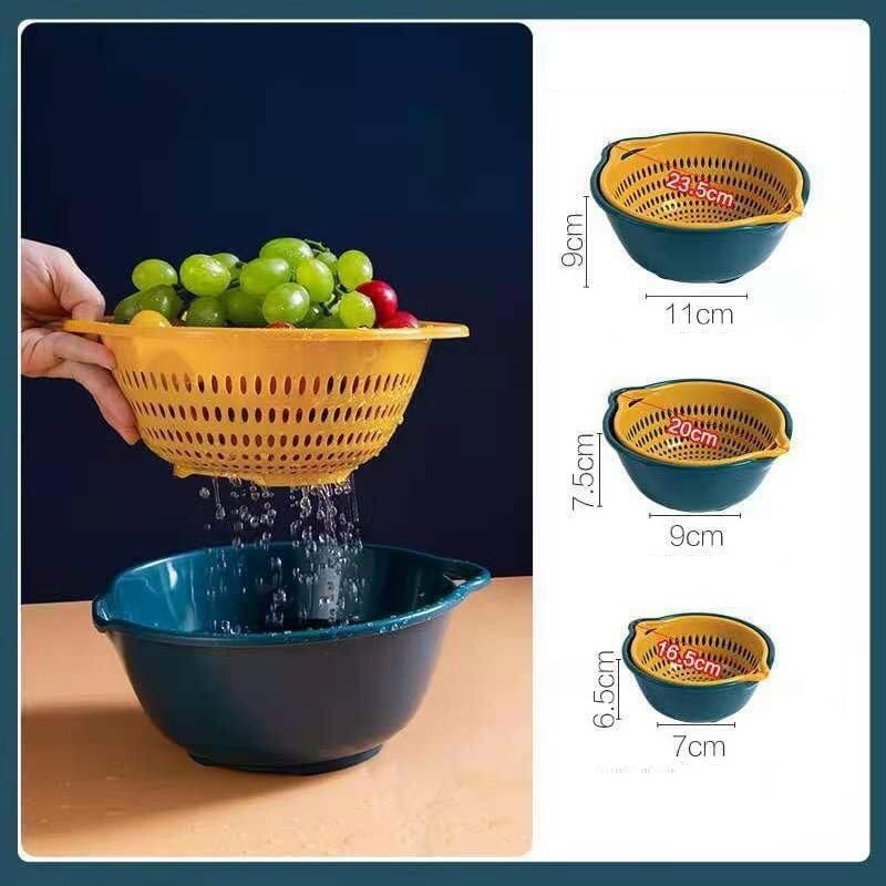 Set 6 món thau kèm rổ đựng rau củ, đồ dùng nhà bếp - Bộ thau rổ 6 món 3 size tiện lợi TRÒN- VUÔNG