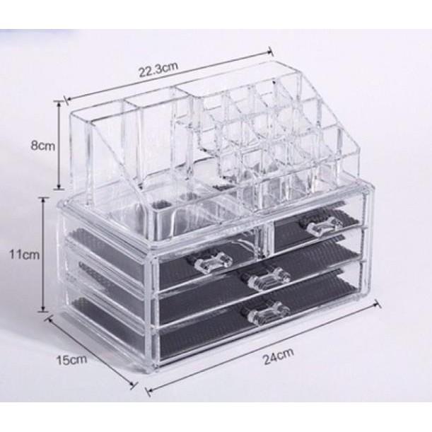 Kệ mỹ phẩm mica 4 tầng trong suốt
