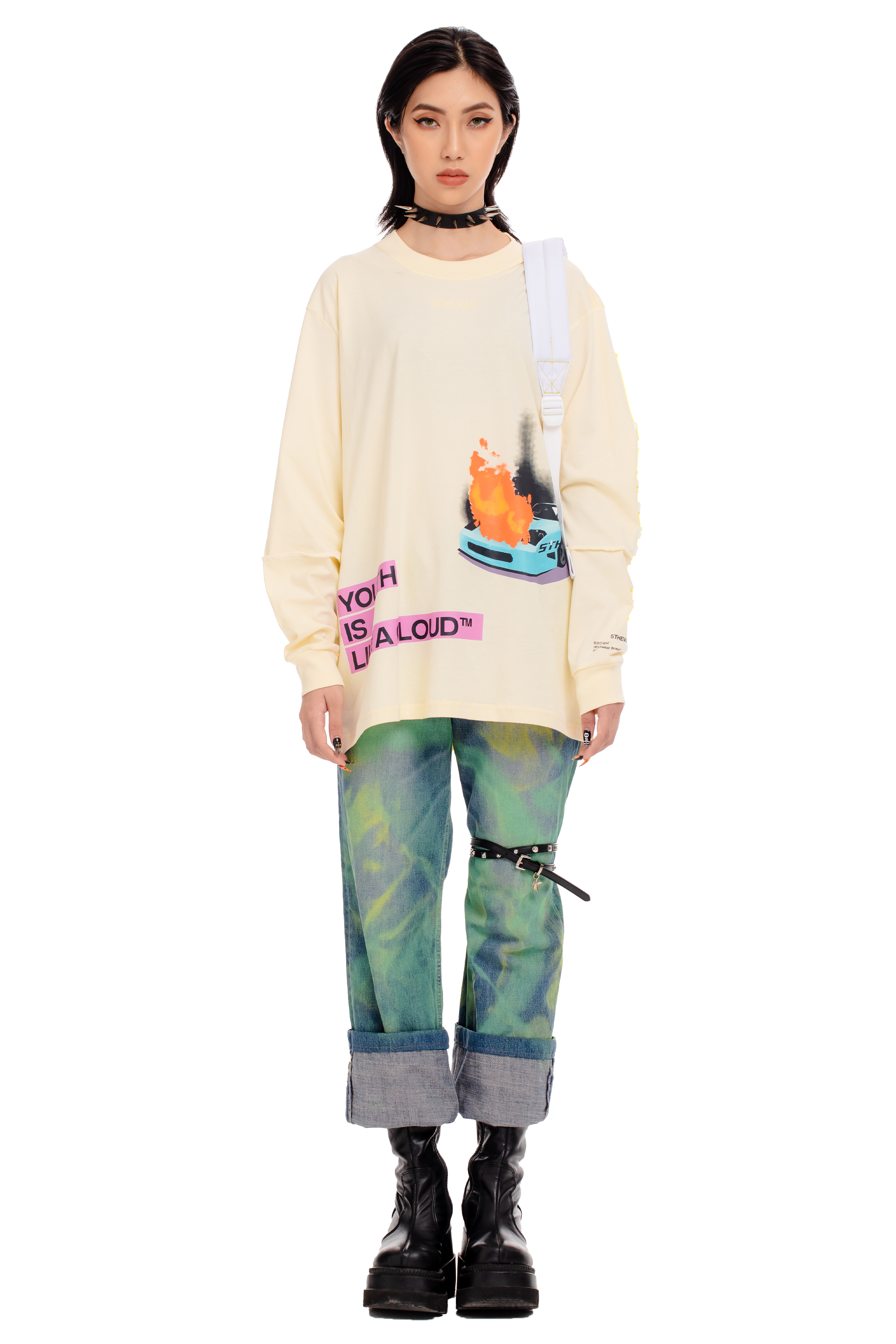 Áo Thun 5THEWAY Tay Dài Vàng aka 5THEWAY /YILAC/ SQUARE LONG SLEEVE TEE in LEMON ICING