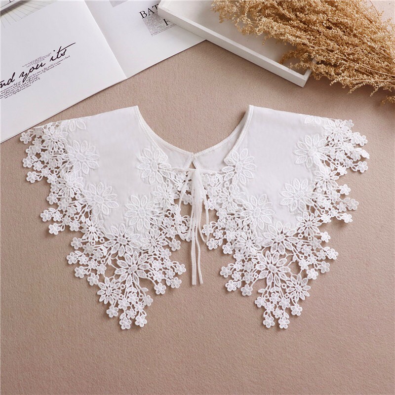 Cổ áo ren tháo rời mặc cùng áo đầm không cổ tạo kiểu cổ áo - Mã CT22