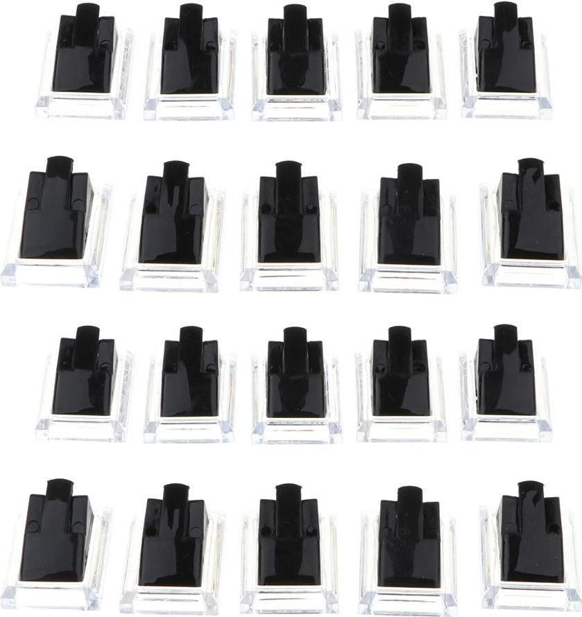 Guangquanstrade 20x Khay Đựng Đồ Trang Sức Nhẫn Đỡ Giá Đỡ Nhẫn Tủ Trưng Bày Đen