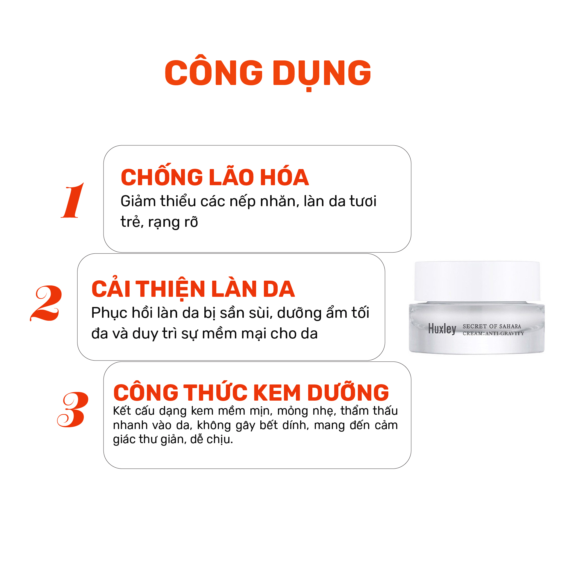 Kem Dưỡng Da Giúp Hỗ Trợ Chống Oxy Hóa, Cải Thiện Nếp Nhăn, Dưỡng Da Khỏe Mạnh Huxley Cream Anti-Gravity 7ml