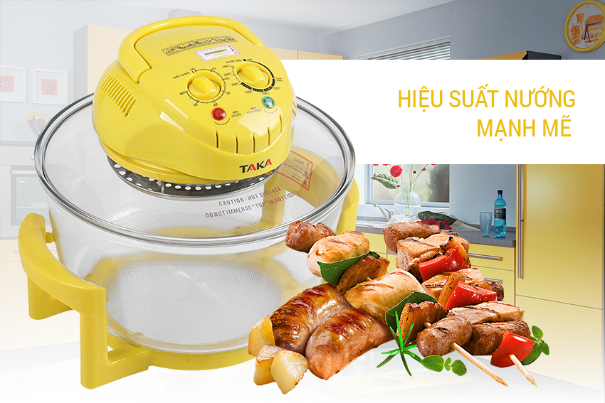 Lò Nướng Thủy Tinh Hallogen Taka TKE106 (12L) - Vàng - Hàng chính hãng