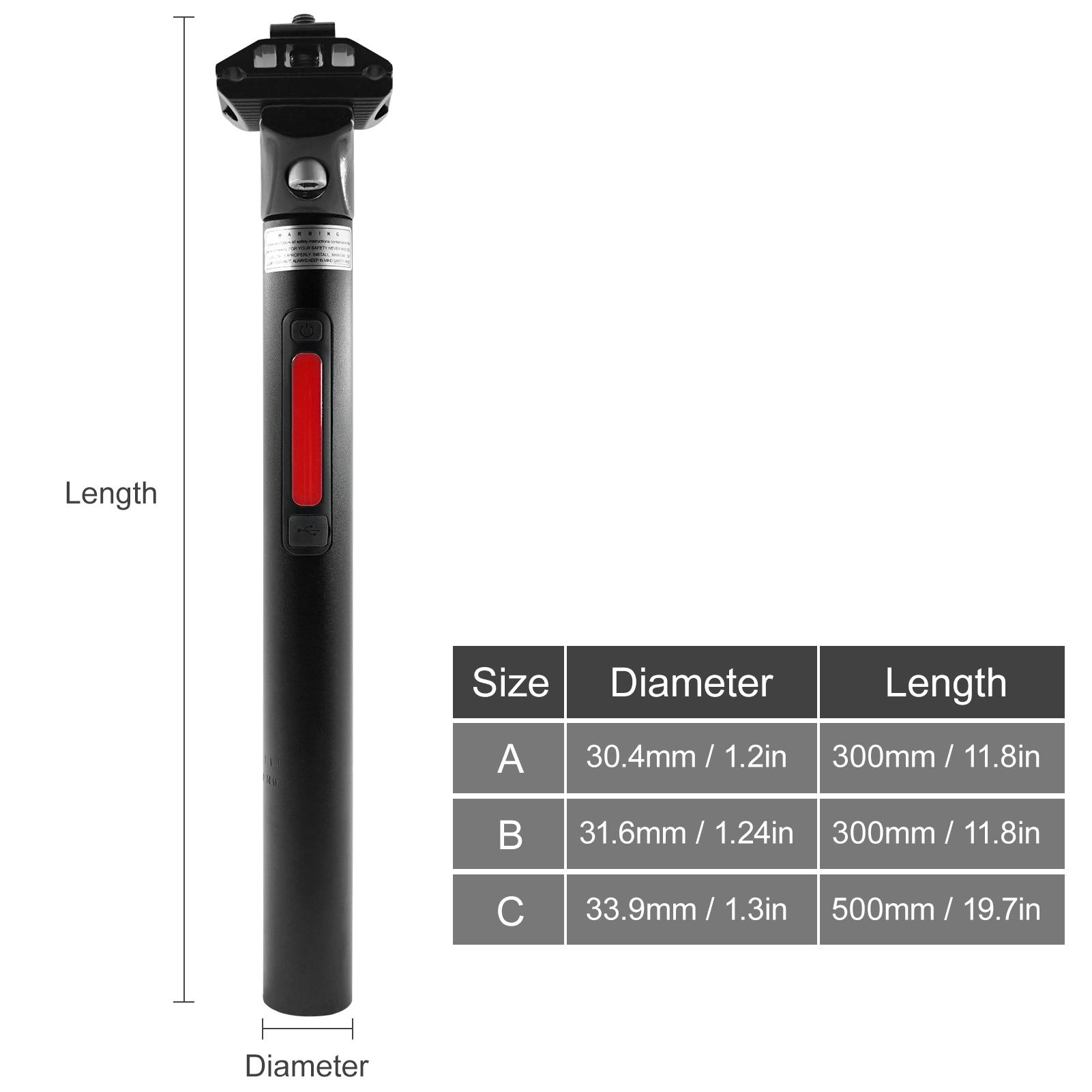 Ống yên xe đạp thông minh kèm đèn led xi nhan có thế sạc lại