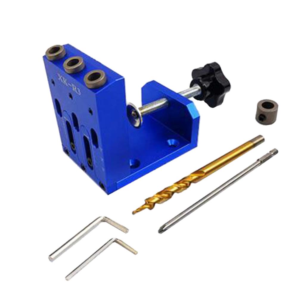 Pocket Hole Locator Jig Set Aluminum Woodworking Oblique Jig Puncher Blue
