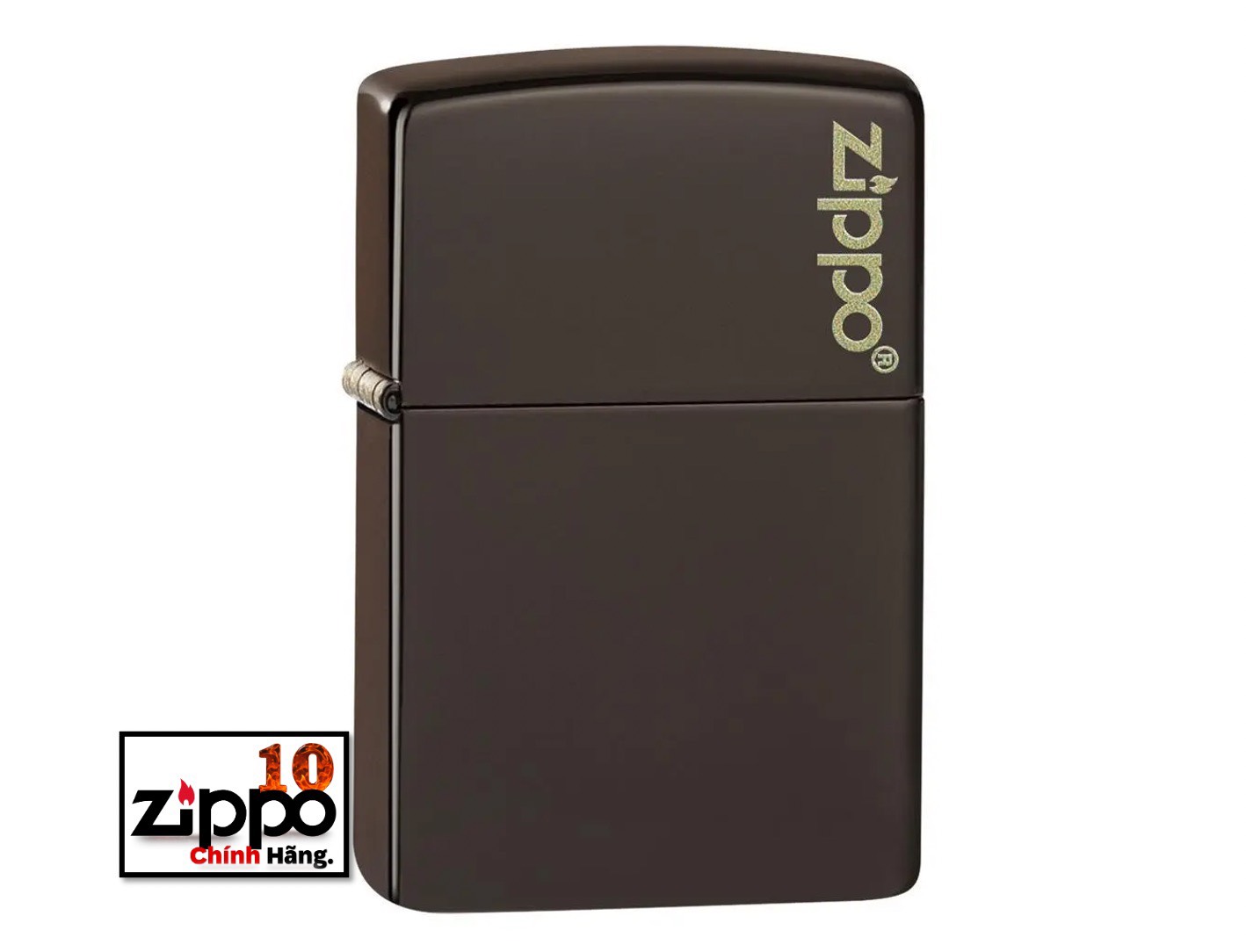 Bật lửa Zippo 49180ZL Brown Logo - Chính hãng 100%