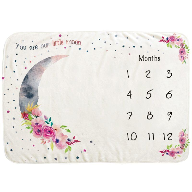 Cho Bé Hàng Tháng Ghi Tăng Trưởng Cột Mốc Chăn Sơ Sinh Đạo Cụ Chụp Ảnh Trẻ Em Hình Sáng Tạo Mặt Trăng Hoa Vải Nền