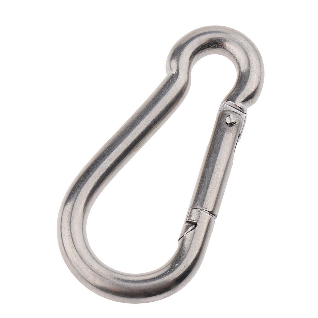 2xHeavy Duty 316 Stainless Steel Spring Snap Hook Carabiner Keychain Clip M8