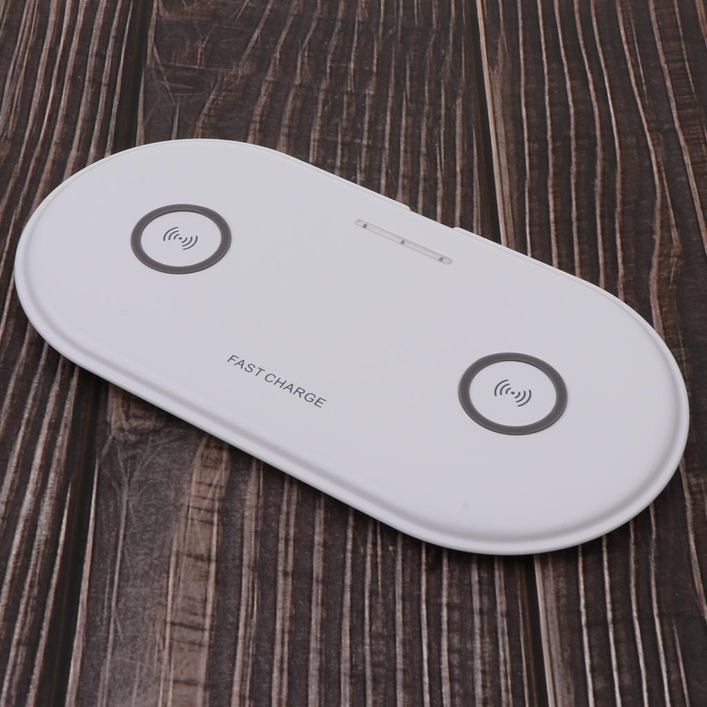 2x 5W QI Dual Wireless Charger Pad Fast Charging Dock for Phone White+Black
