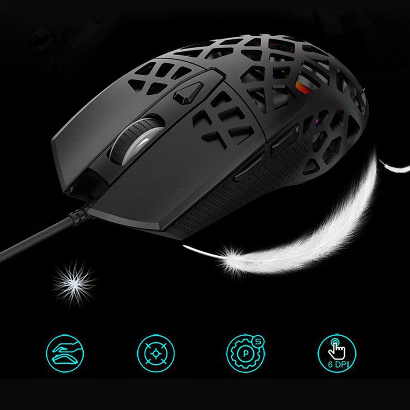 Ultralight RGB Gaming Mouse Wired Honeycomb Design for Computer