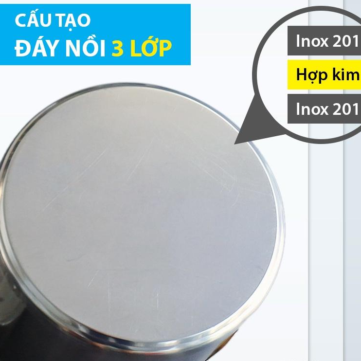 Nồi hầm xương inox 20L đáy 3 lớp có nhận bếp từ 30x30cm