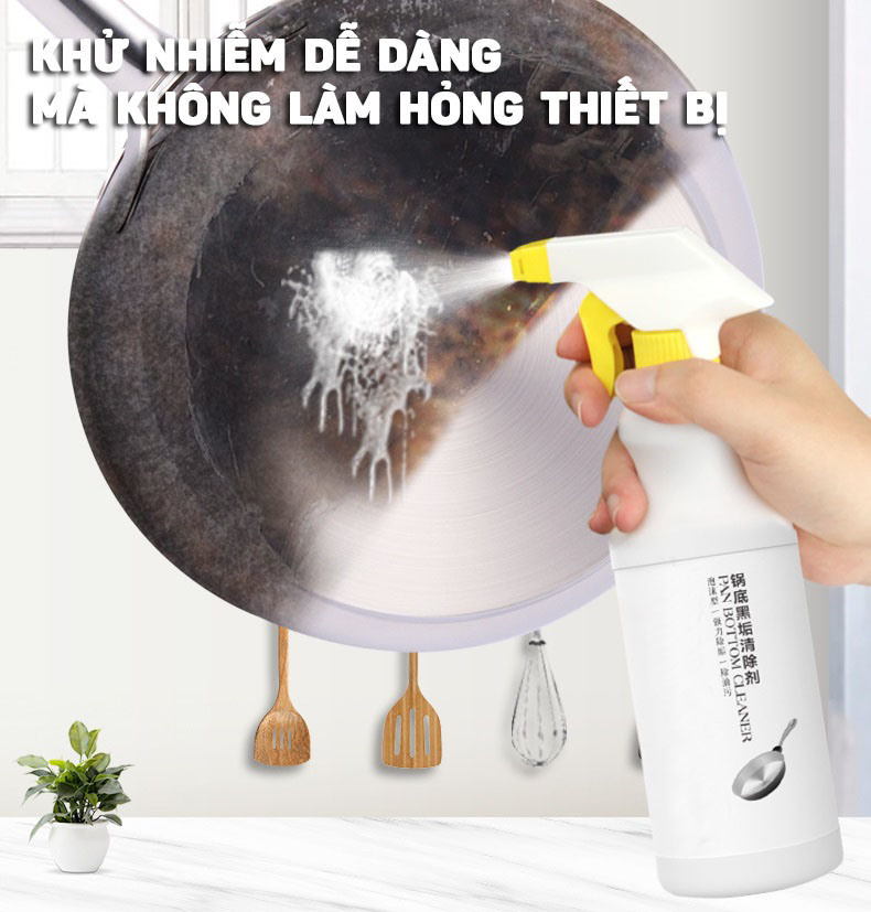 Dung Dịch Xịt Tẩy Cặn Đen Đáy Nồi, Xoong, Chảo Inox Siêu Sạch 500ML