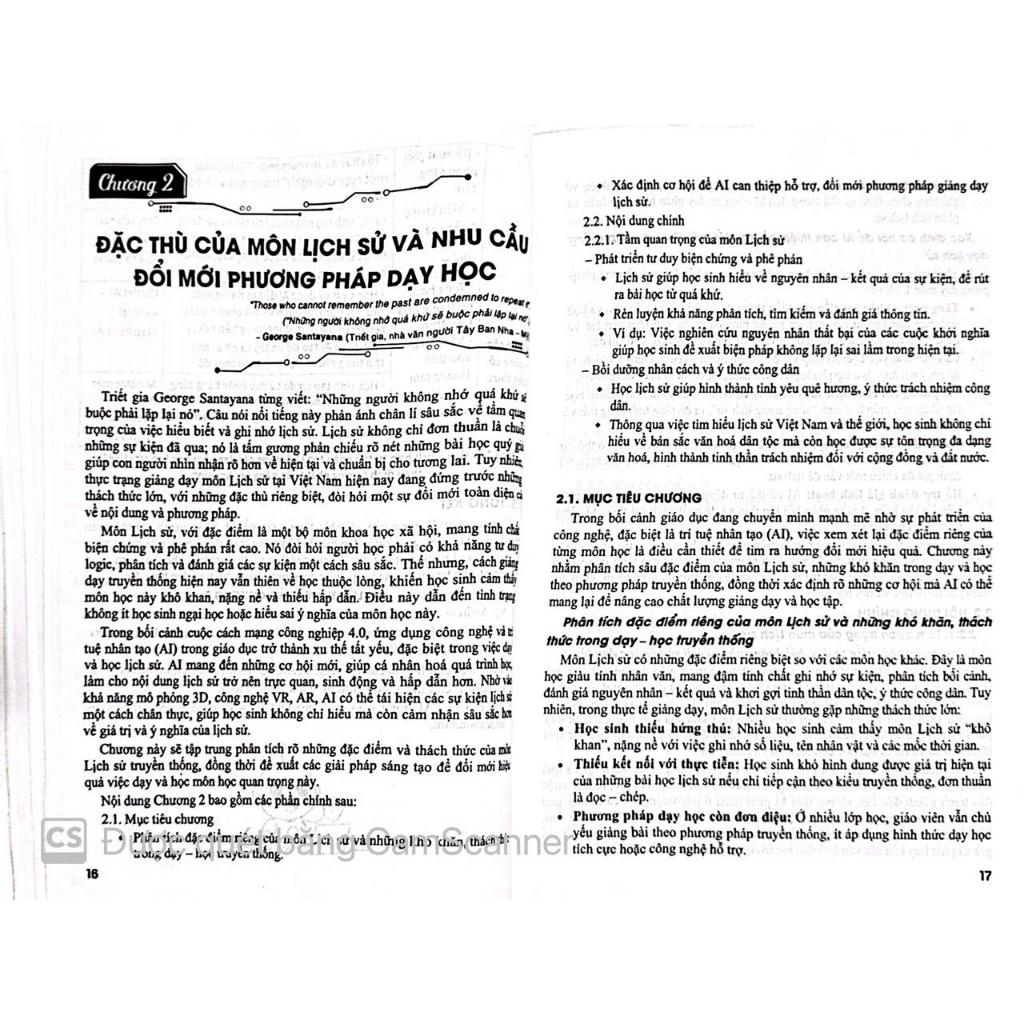 Sách - Ứng Dụng Trí Tuệ AI Trong Dạy Và Học môn lịch sử ( (Dành Giáo Viên Và Học Sinh - Dùng Cho Các Bộ SGK Hiện Hành) )