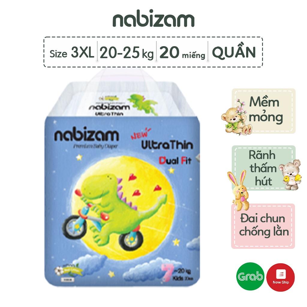 Set 2 Miếng Tã/Bỉm Quần NABIZAM Ultra Thin Mỏng Vượt Trội, Chống Tràn Size M32/L30/XL26/2XL22/3XL20