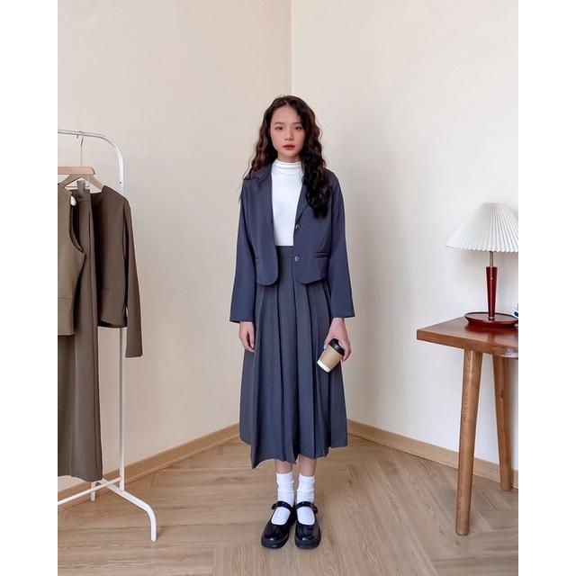 Áo khoác blazer nữ cổ gập dài tay 2 cơi túi 76a38 by germe