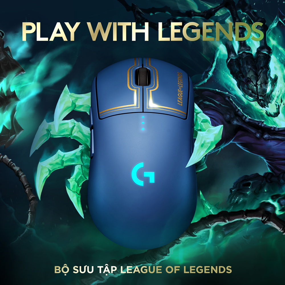 Chuột game không dây Logitech G Pro Wireless LOL League of Legends - Nhẹ, cảm biến Hero 25k, RGB, có nút lập trình -Hàng chính hãng