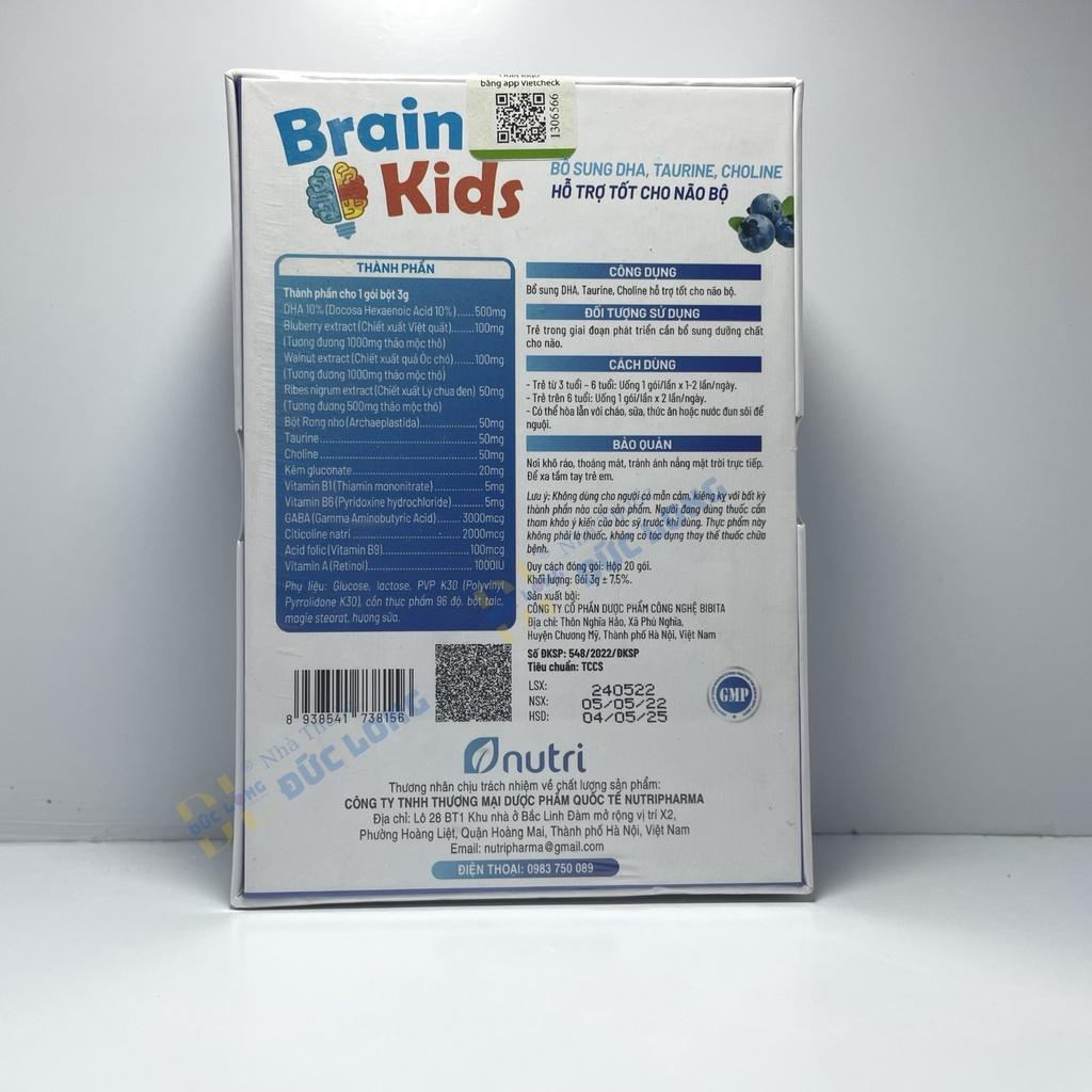 Brain kids nutri - Bổ sung DHA, Taurine, Choline hỗ trợ tốt cho não bộ – Hộp 20 gói x 3g