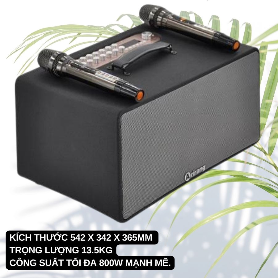 Loa di động Arirang MB2 Pro - Loa kéo chất liệu thùng gỗ công suất 800W kèm micro không dây hát karaoke chống hú xịn xò - Hàng nhập khẩu