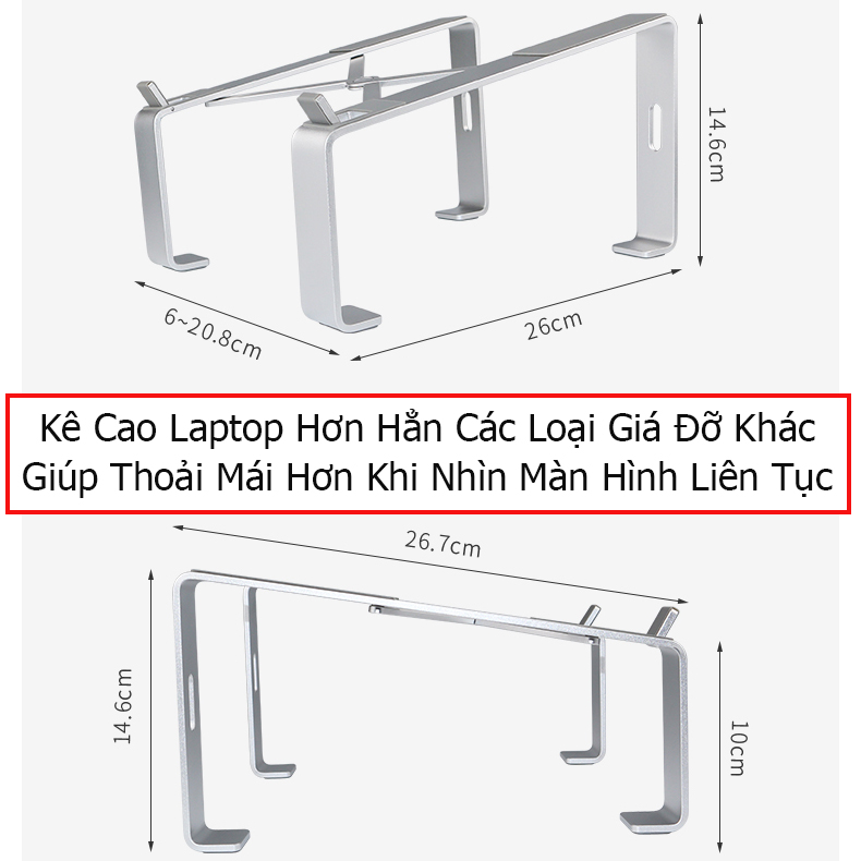 Giá Đỡ Để Bàn Laptop Hợp Kim Nhôm; Có Thể Gấp Gọn; Lưu Trữ Bàn Phím Sau Khi Sử Dụng - Hàng Nhập Khẩu