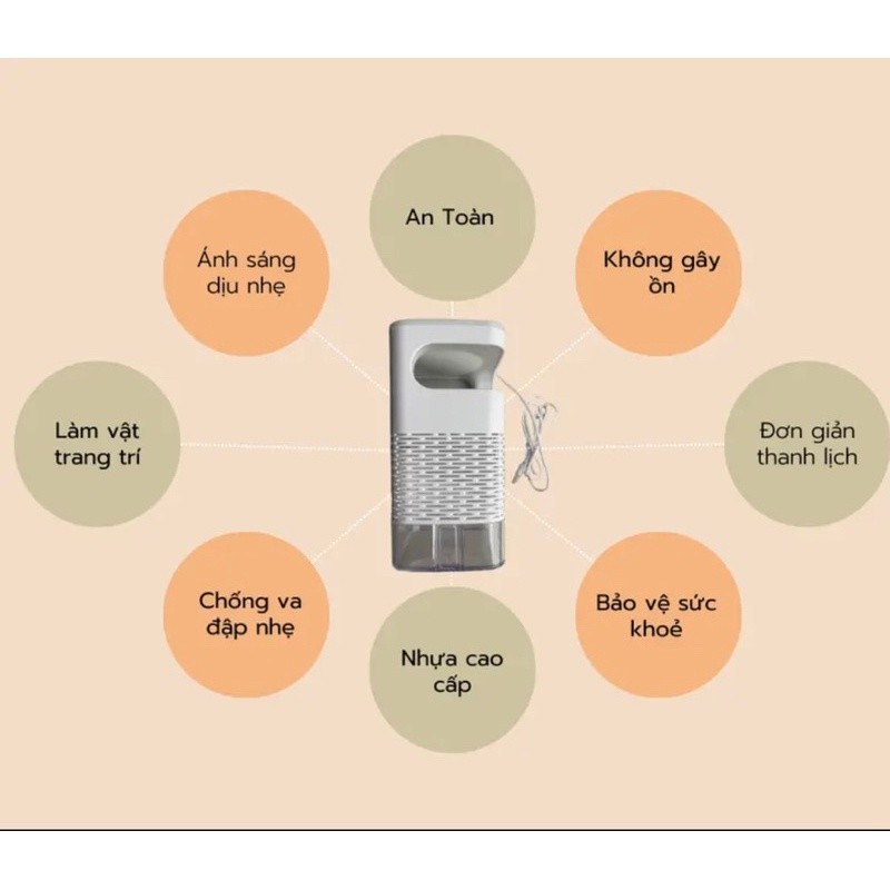 Đèn Bắt Muỗi Diệt Côn Trùng Thông Minh, Máy Bắt Muỗi Kiêm Đèn Ngủ Có Cổng Sạc USB Tiện Lợi Loại Có Đế