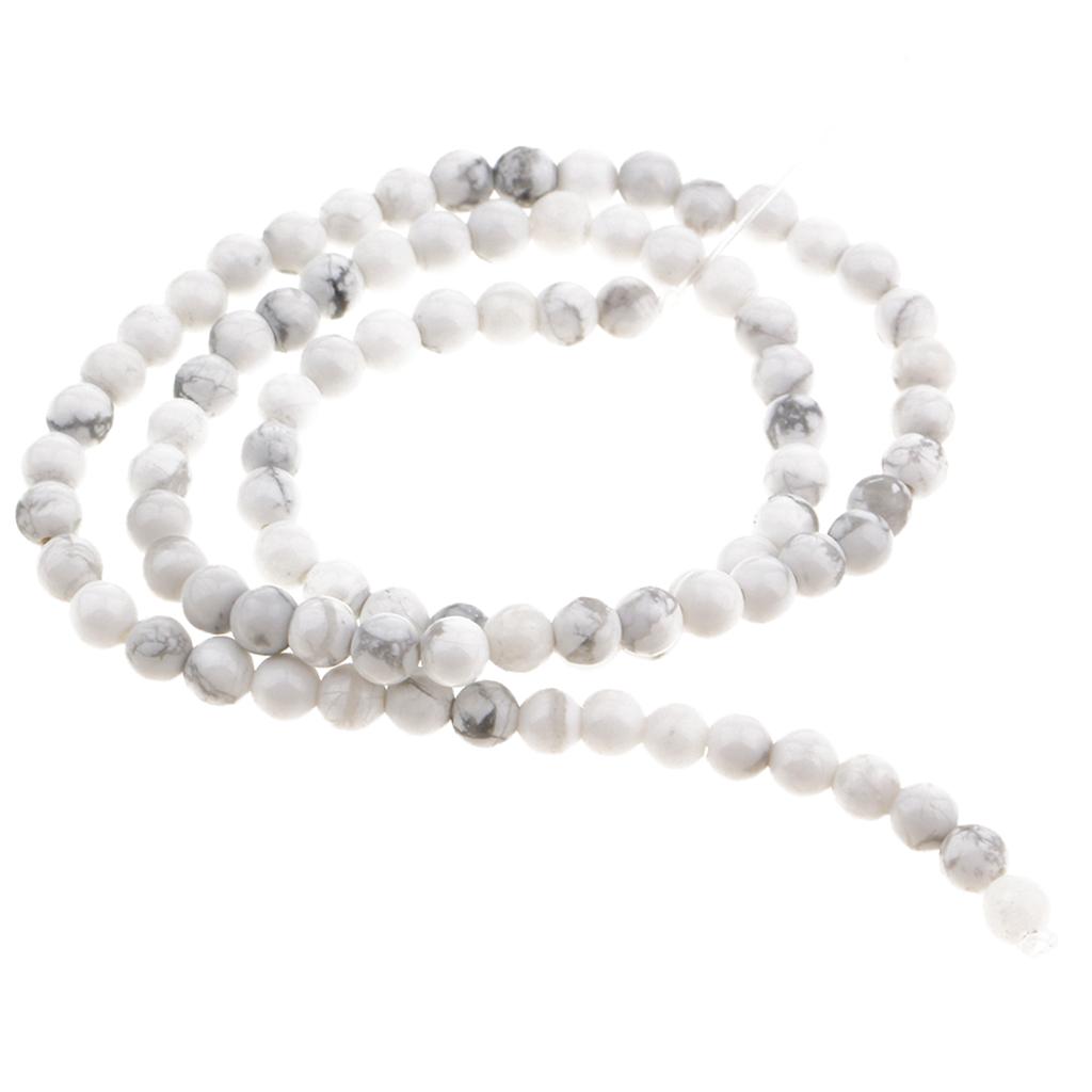 Natural White Howlite Gemstone Round Loose Beads for DIY Jewelry Making 4MM