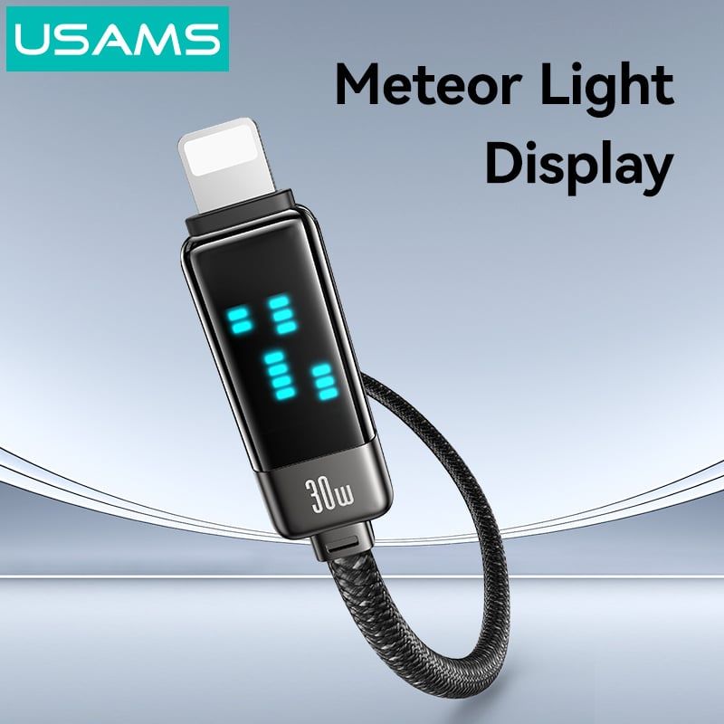 Cáp sạc nhanh USAMS SJ743 Type-C To IP 30W Zinc Alloy Meteor Series dùng cho iphone8/x/11/12/13/14/14pro...(Hàng nhập khẩu)