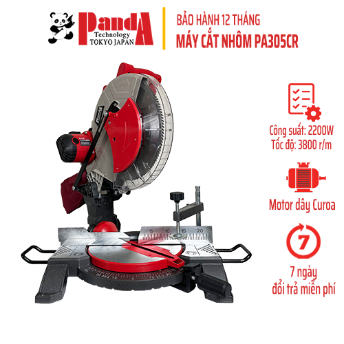 Máy cắt nhôm lưỡi 305mm PANDA PA305CR, motor dây Curoa, công suất 2200W, cổ xoay góc 45 độ, tặng kèm lưỡi cắt chính hãng