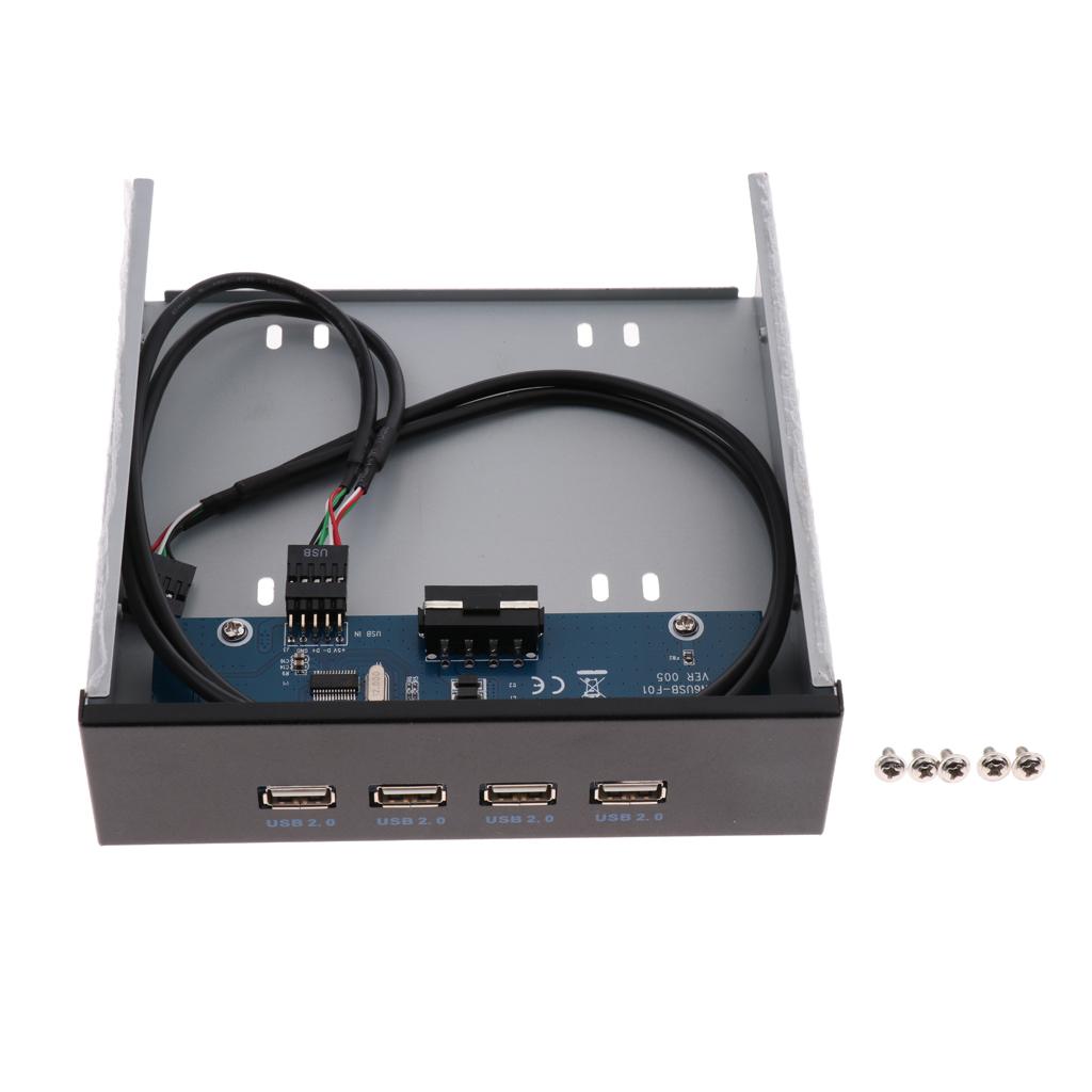 USB 2.0 Front Panel Hub 4 Port Expansion Bay 9Pin to USB2.0 Bracket Adapter