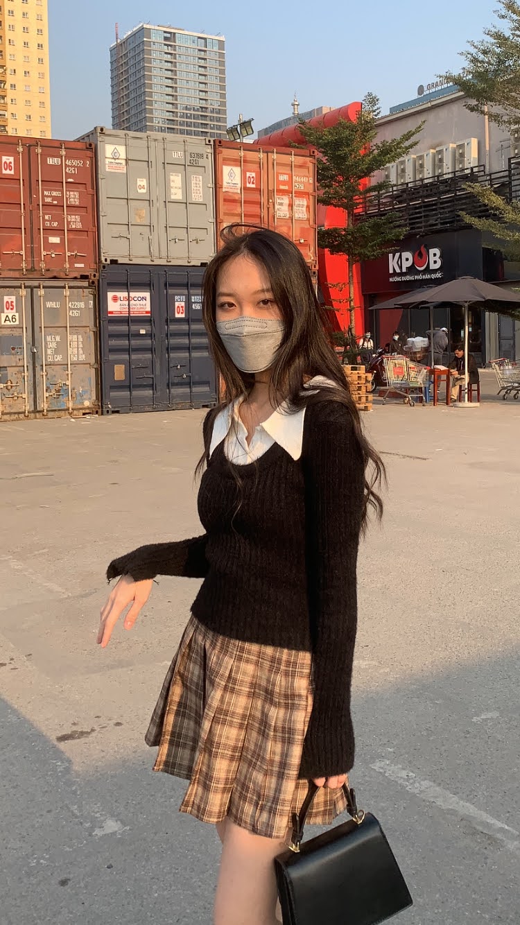 Áo Len Lông Mềm Mịn Phối Cổ Polo Siêu Hot Bean Paste Chic