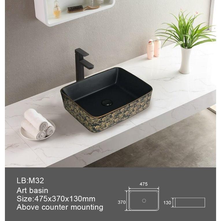 Lavabo sứ đặt bàn hoạ tiết