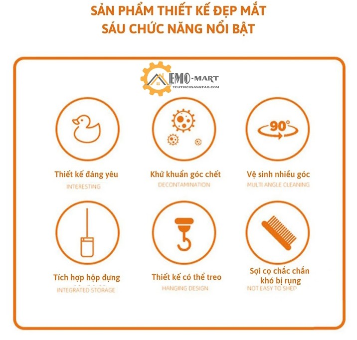 BỘ BÀN CHẢI VỆ SINH TOILET HÌNH VỊT BẰNG Slinicon TIỆN DỤNG - CHÀ CỌ TOILET CÓ HỘP ĐỰNG
