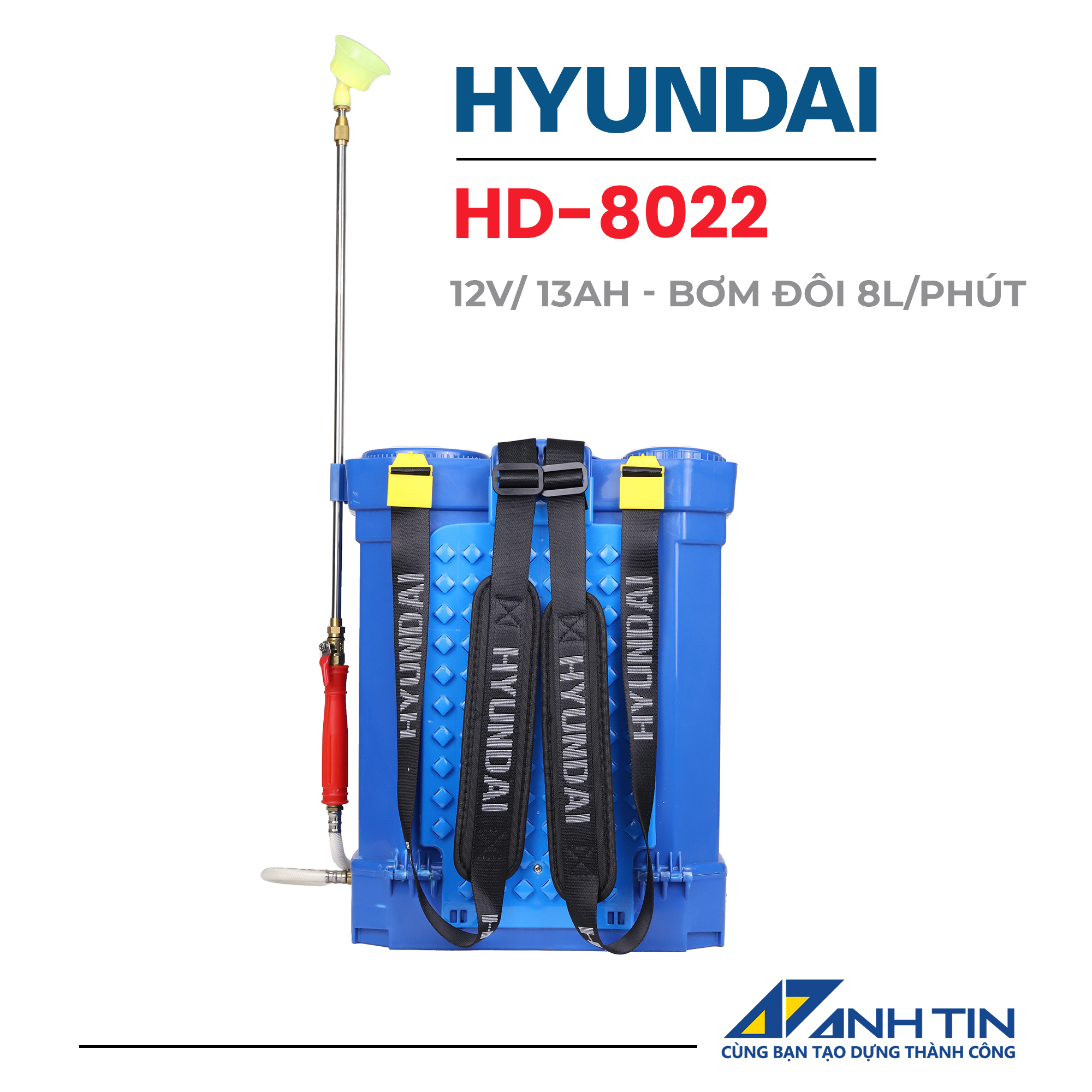 Bình xịt điện HYUNDAI HD-8022 (20L, 12AH, bơm đôi)