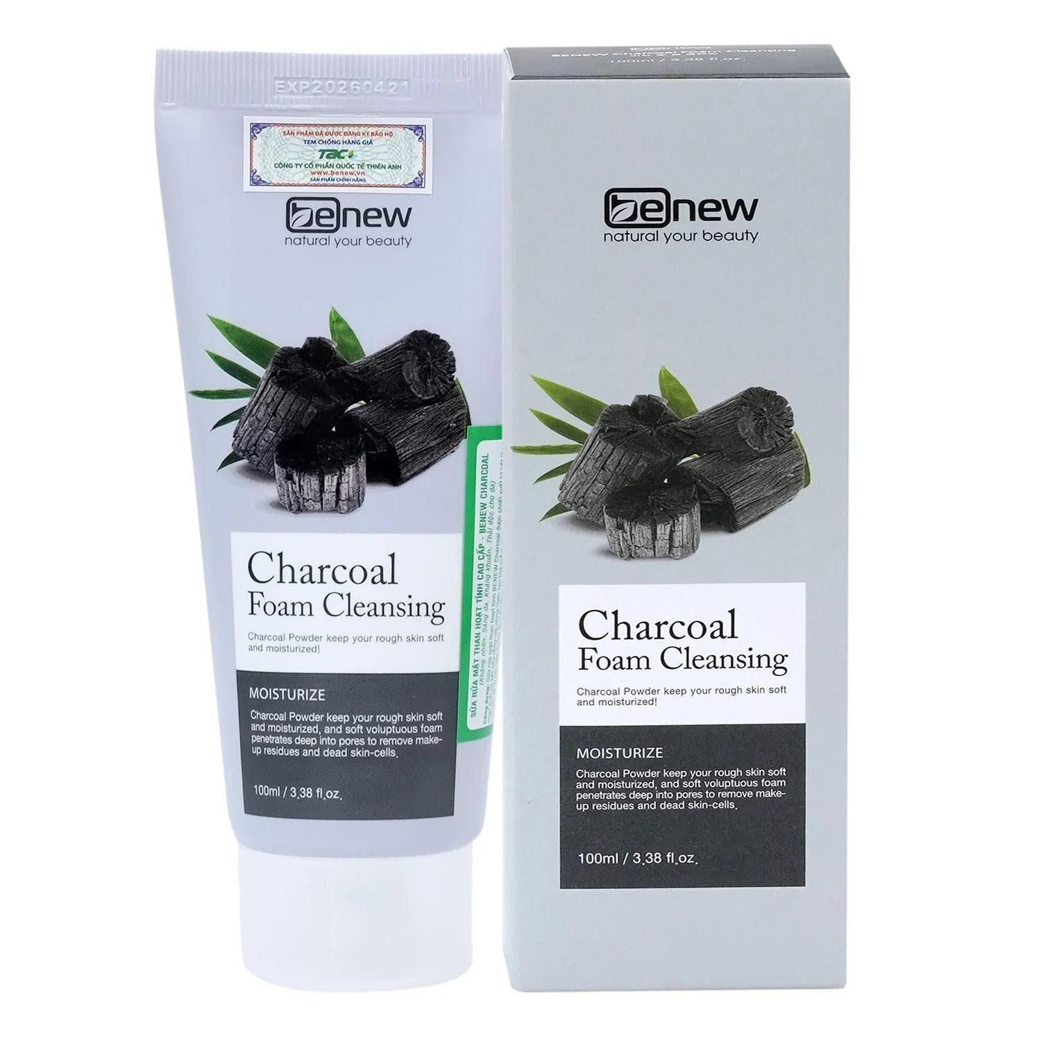 Sữa rửa mặt chiết xuất từ than hoạt tính sạch nhờn ngừa mụn Benew Charcoal Foam Cleansing (100ml) - Hàng Chính Hãng 