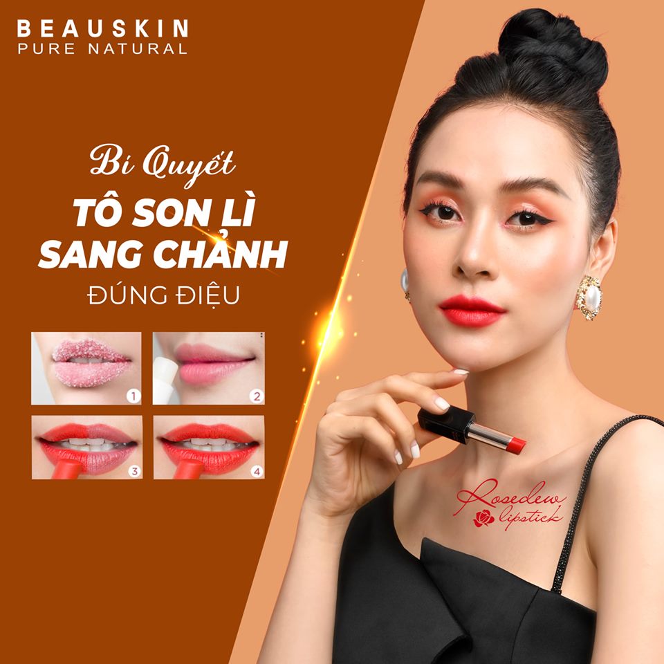 Son lì nhẹ môi Beauskin Rosedew Matte Creamy Hàn Quốc 3.5g tặng kèm móc khóa