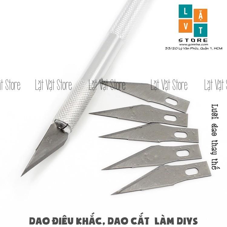 Dao điêu khắc, dao cắt chống trượt dùng để làm đồ handmade, tỉ mỉ - Có thể thay thế đi kèm, màu bạc trắng