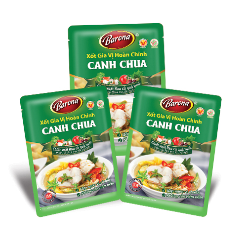 Combo 3 Gói Gia Vị Canh Chua Barona 80g chay mặn dùng được, tươi ngon chuẩn vị không cần nêm nếm