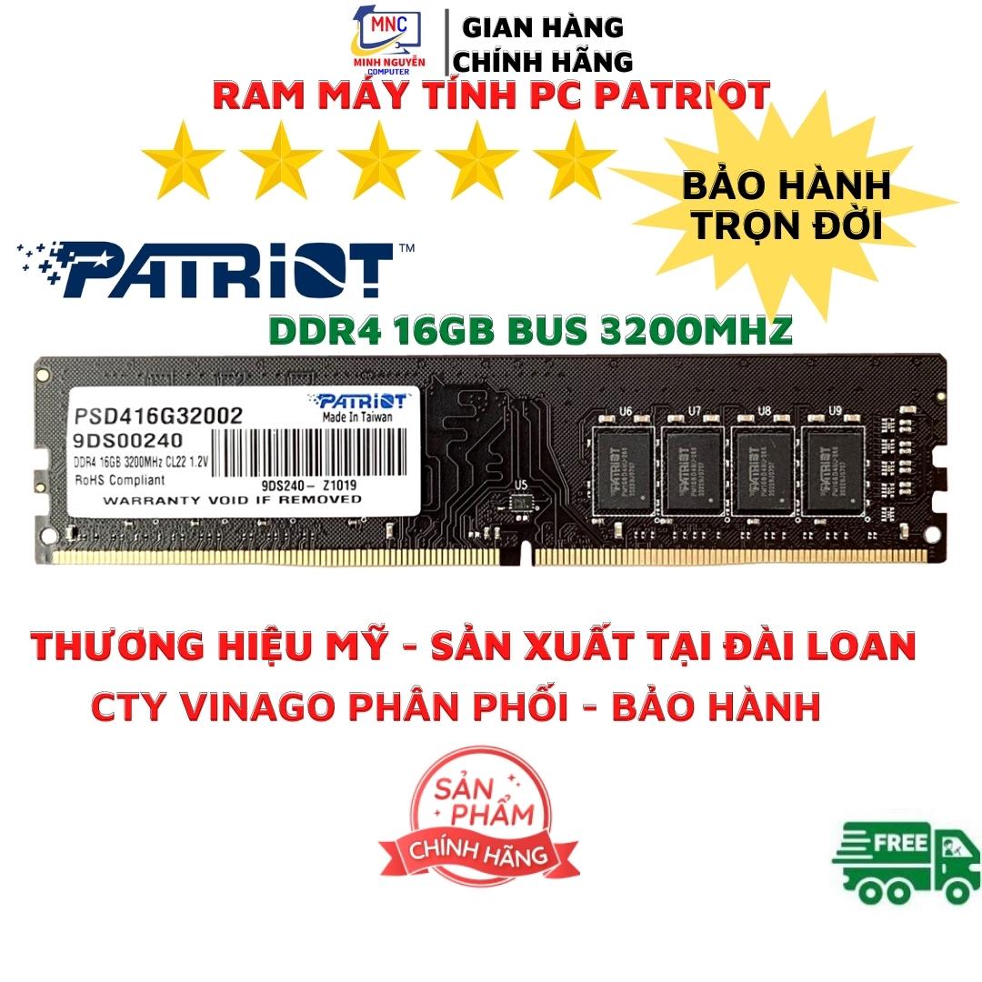 Ram PC DDR4 Patriot 8GB, 16GB Bus 3200 - Bảo Hành Trọn Đời - Hàng Chính Hãng