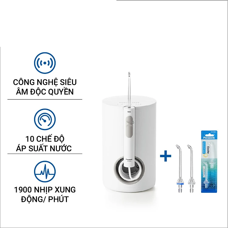 Combo Máy Tăm Nước Cầm Tay Panasonic Công Nghệ Siêu Âm EW1611 + Đầu thay thế WEW0982X401 - Hàng Chính Hãng