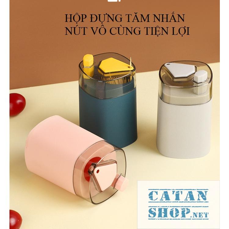 Hộp đựng tăm xỉa răng nút bấm, hũ đựng tăm ấn nút tự động lấy tăm tiện lợi GD486-HTam-Nutbam
