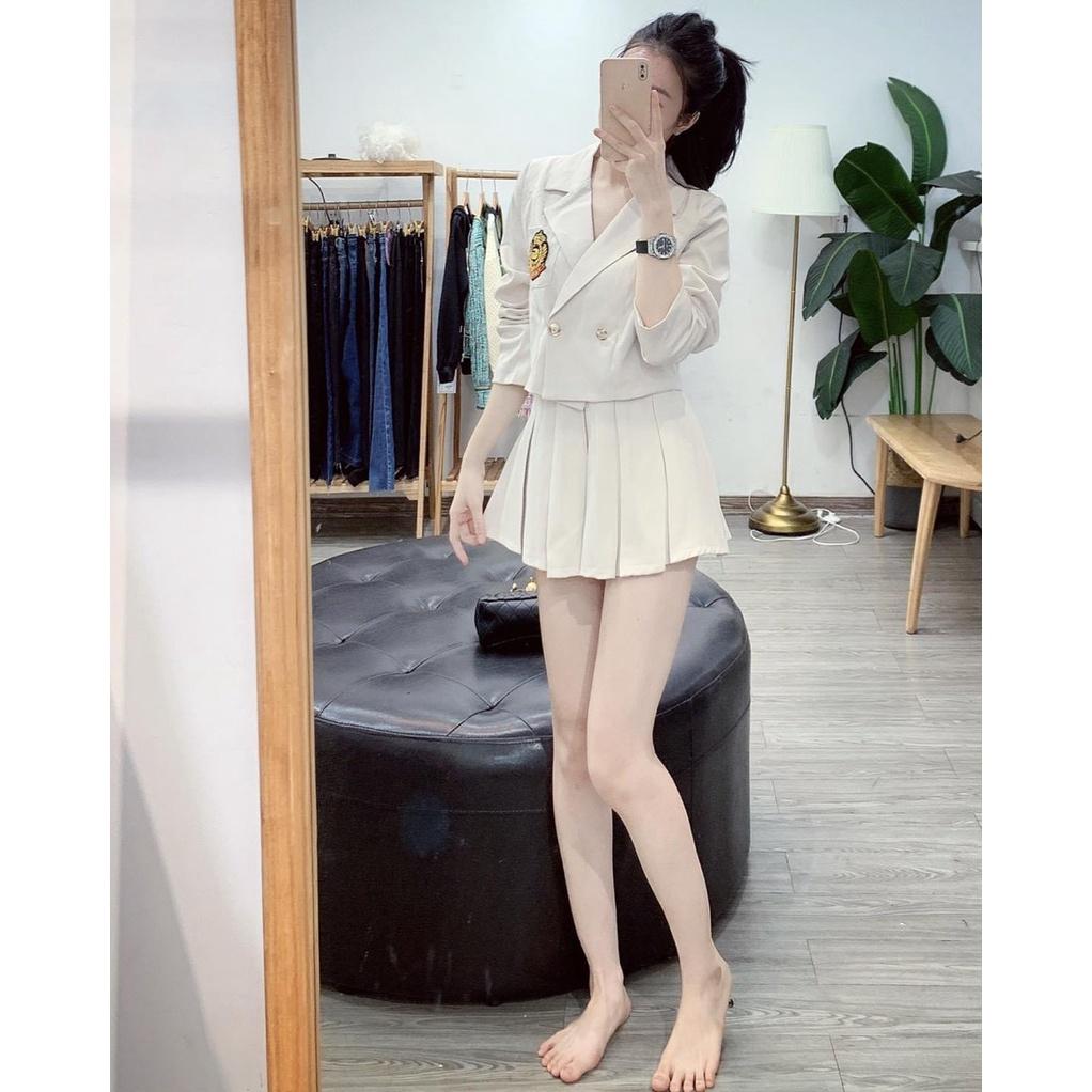 Sét áo GG cổ vest crt mix cv xếp li