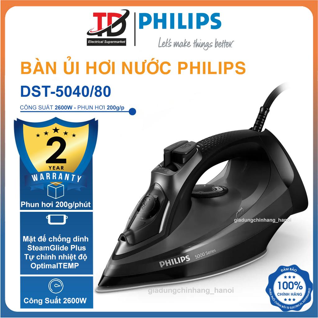 Bàn Ủi Hơi Nước Philips DST5040/80, Công suất 2600W - Hơi Tăng cường 200g/phút, Mặt đế Steamglide Plus, Hàng Chính Hãng