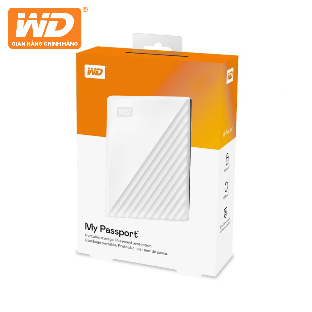 Ổ Cứng Di Động WD My Passport 1TB 2.5 USB 3.2 - WDBYVG0010B-WESN - Hàng Chính Hãng