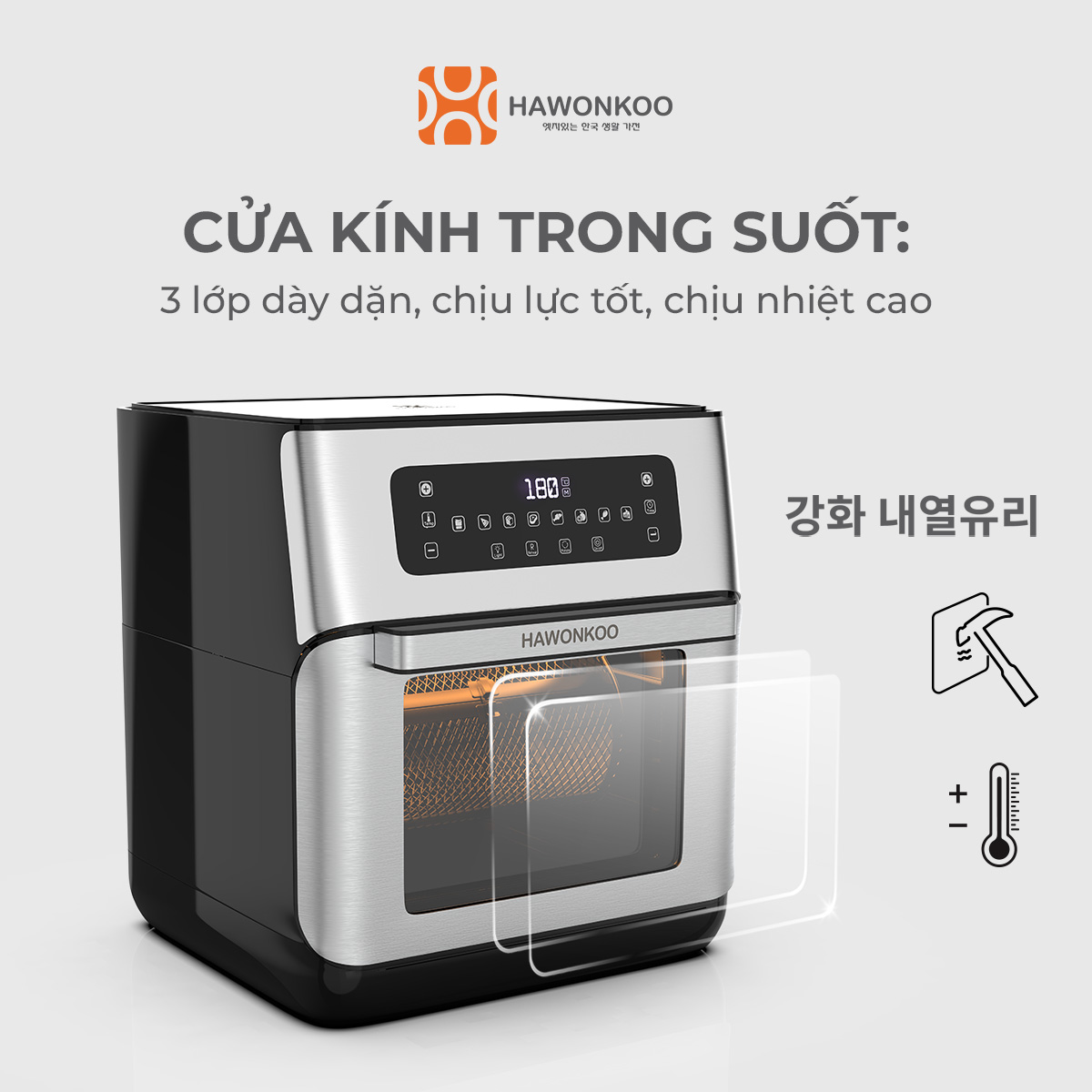 Nồi Chiên Không Dầu Điện Tử HAWONKOO AFH-101 10 Lít 1500W Hàng Chính Hãng Bảo Hành 12 Tháng - Thương Hiệu Hàn Quốc
