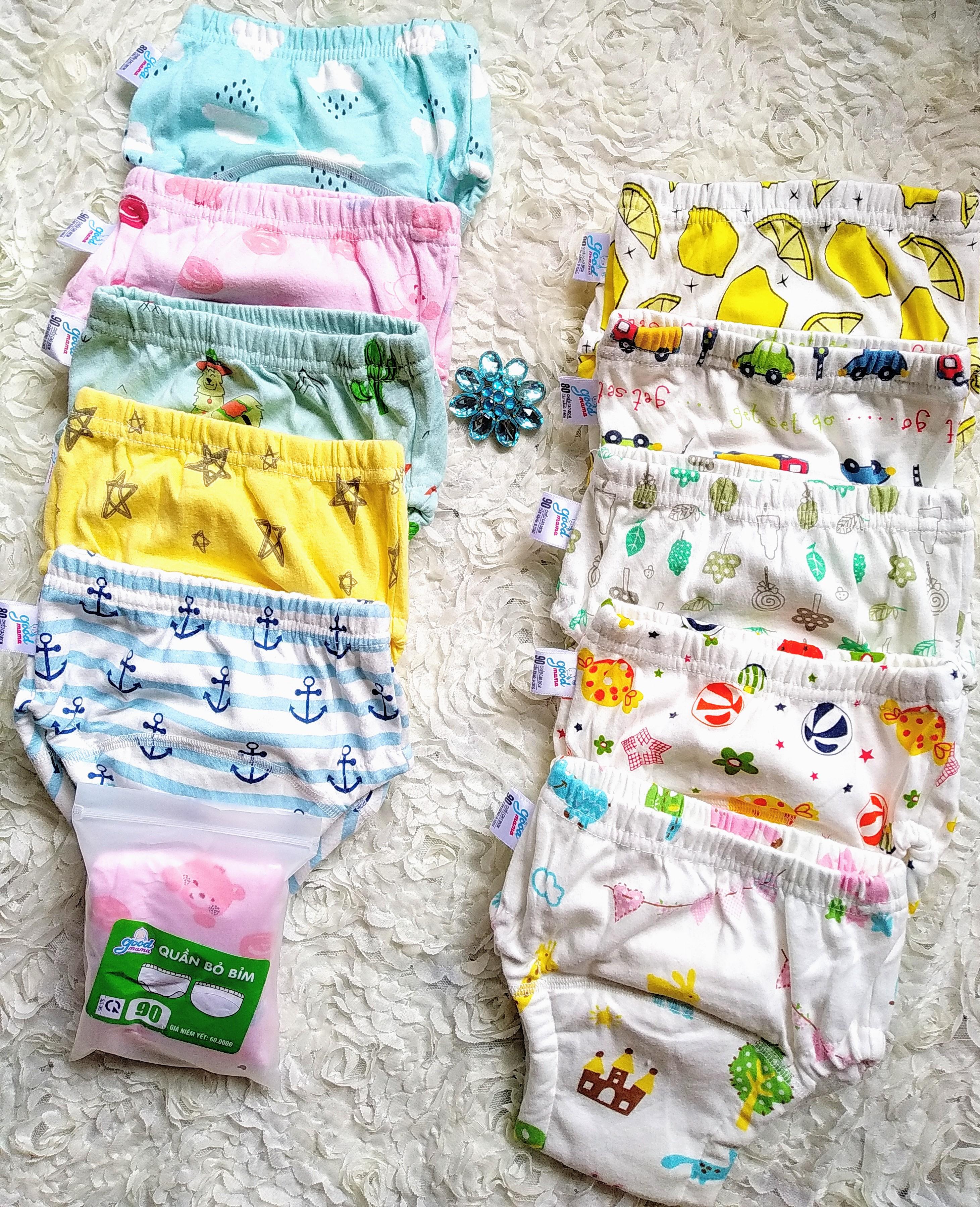 Combo 10 Quần bỏ bỉm vải cotton 6 lớp siêu thấm, thoáng mát hiệu Goodmama cho Bé trai từ 5-17 kg.