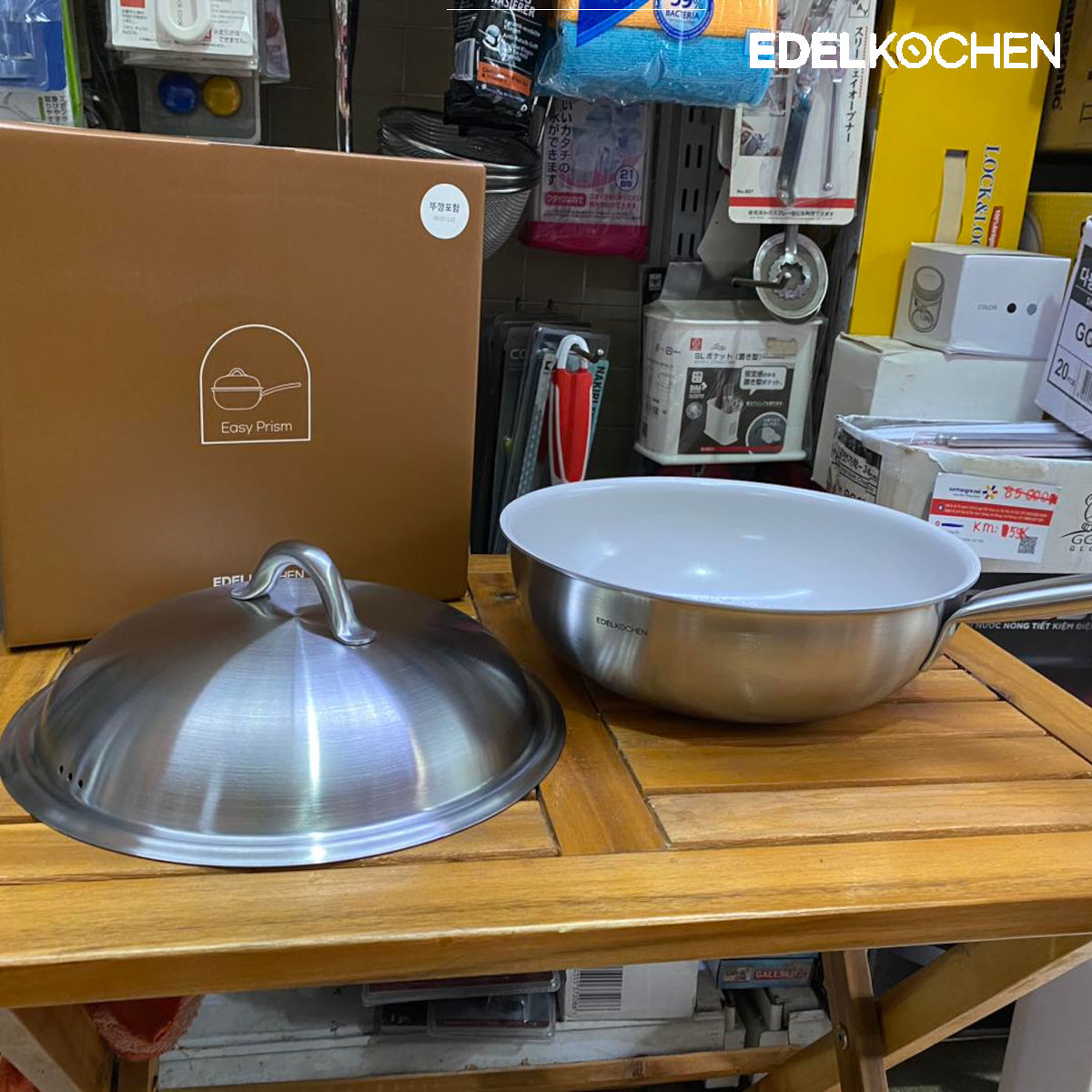 Chảo Inox 304 đúc liền khối Hàn Quốc Easy Prism phủ chống dính Ceramic Oganic 24cm