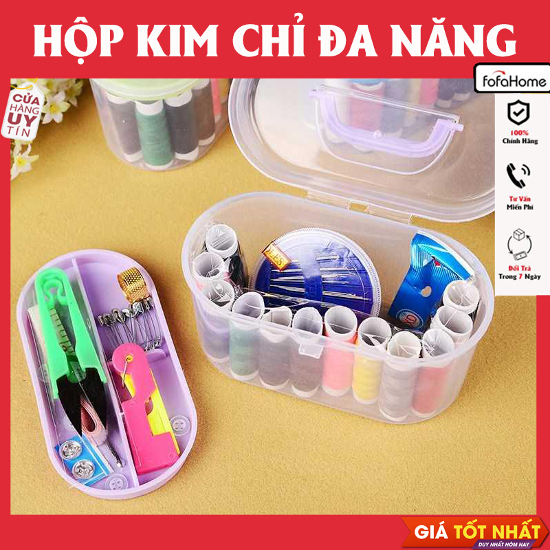 Hộp Kim Chỉ May Đồ Đa Năng Tiện Dụng 55 Món Phụ Kiện May Vá, Hộp Kim Chỉ Gia Đình Tiện Dụng