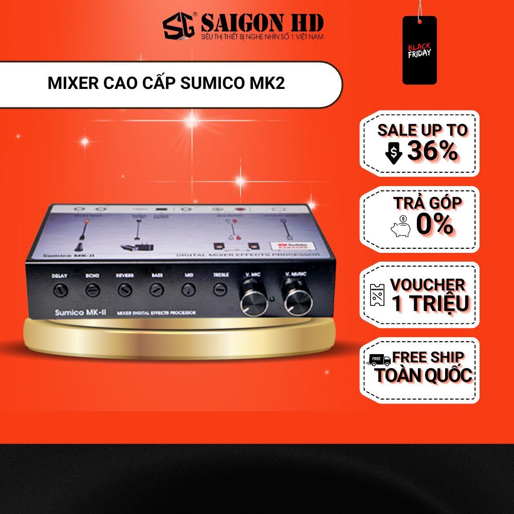 Mixer cao cấp SUMICO MK2 - Hàng chính hãng, giá tốt, nguồn sạc 5V, có thể sạc dự phòng, dùng cho mọi loại loa